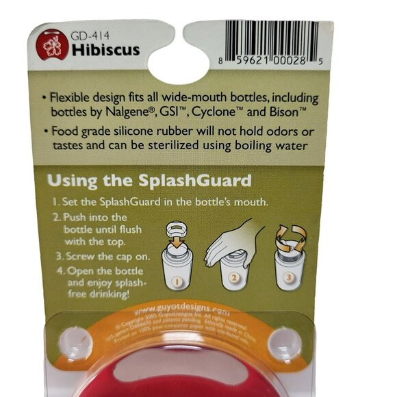 Guyotdesigns Universal Splash Guard Red Hibiscus Flower Wide Mouth Water Bottles - Picture 4 of 7